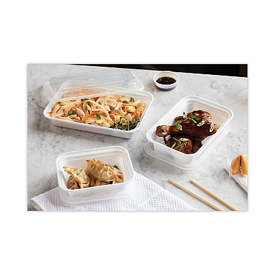 Pactiv Evergreen Newspring VERSAtainer Microwavable Containers, 24 oz, 5 x 7.25 x 2.63, White/Clear, Plastic, 150/Carton (PCTNC838)