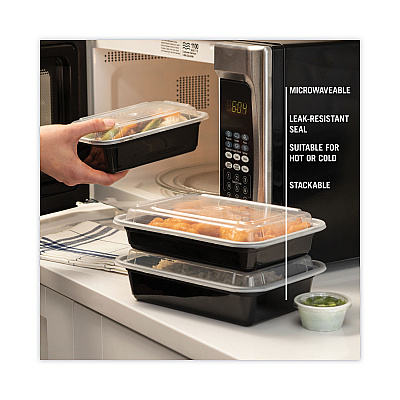Pactiv Evergreen Newspring VERSAtainer Microwavable Containers, 38 oz, 8.8 x 6 x 2.5, Black/Clear, Plastic, 150/Carton (PCTNC888B)