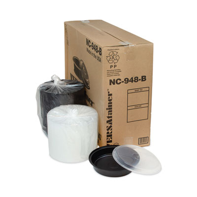 Pactiv Newspring VERSAtainer Microwavable Containers, Vented Lid, 48 oz, 9" Diameter, Black/Clear, Plastic, 150/Carton (PCTNC948B)