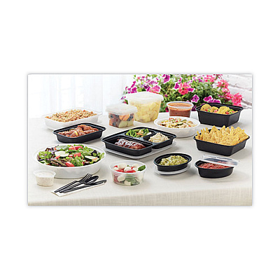 Pactiv Evergreen Newspring VERSAtainer Microwavable Containers, 16 oz, 5 x 7.25 x 1.5, Black/Clear, Plastic, 150/Carton (PCTNC8168B)