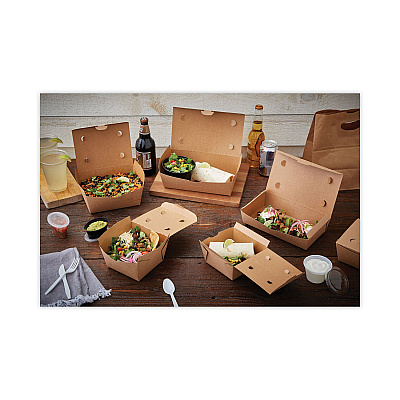 Pactiv Evergreen EarthChoice OneBox Paper Box, 55 oz, 9 x 4.85 x 2, Kraft, 100/Carton (PCTNOB02KEC)