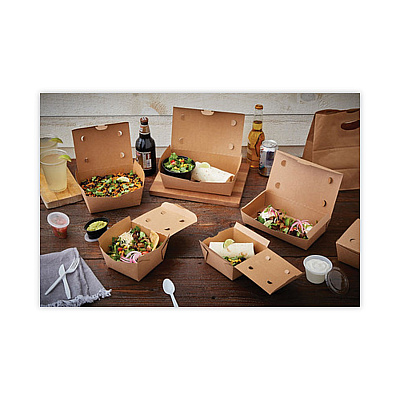 Pactiv Evergreen EarthChoice OneBox Paper Box, 66 oz, 6.5 x 4.5 x 3.25, Kraft, 160/Carton (PCTNOB03KEC)