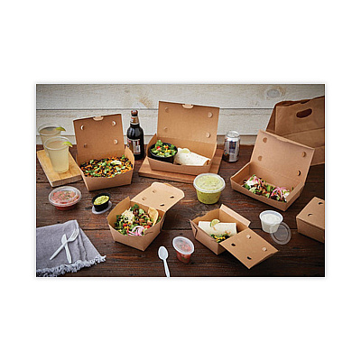 Pactiv Evergreen EarthChoice OneBox Paper Box, 46 oz, 4.5 x 4.5 x 3.25, Kraft, 200/Carton (PCTNOB08KEC)