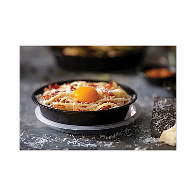 Pactiv Evergreen EarthChoice Versa2Go Microwaveable Container, 30 oz, 6.8 x 6.8 x 2.2, Black/Clear, Plastic, 150/Carton (PCTNV2GRN307B)