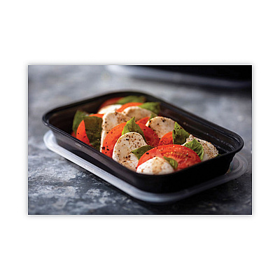 Pactiv Evergreen EarthChoice Versa2Go Microwaveable Container, 27 oz, 8.4 x 5.6 x 1.4, Black/Clear, Plastic, 150/Carton (PCTNV2GRT2786B)