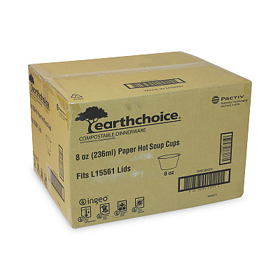 Pactiv Evergreen EarthChoice Compostable Soup Cup, Small, 8 oz, 3 x 3 x 3, Brown, Paper, 500/Carton (PCTPHSC8ECDI)