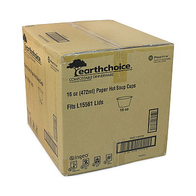 Pactiv Evergreen EarthChoice Compostable Soup Cup Large, 16 oz, 3.63" Diameter x 3.88"h, Green, Paper, 500/Carton (PCTPHSC16ECDI)