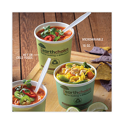 Pactiv Evergreen EarthChoice Compostable Soup Cup Large, 16 oz, 3.63" Diameter x 3.88"h, Green, Paper, 500/Carton (PCTPHSC16ECDI)