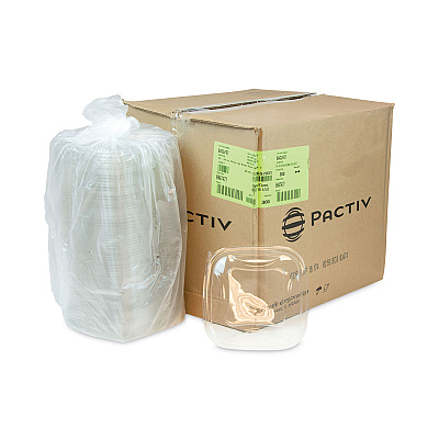 Pactiv Evergreen EarthChoice Square Recycled Bowl Flat Lid, 7.38 x 7.38 x 0.26, Clear, Plastic, 300/Carton (PCTSACLF07)