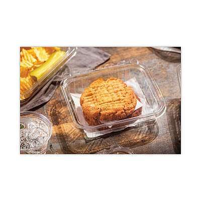 Pactiv Evergreen EarthChoice Tamper Evident Recycled Hinged Lid Deli Container, 16 oz, 5.38 x 4.5 x 2.63, Clear, Plastic, 304/Carton (PCTTEHL5X416)