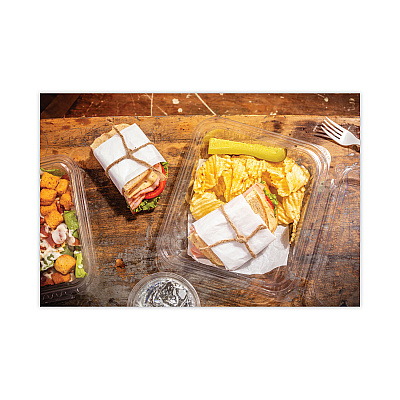 Pactiv Evergreen EarthChoice Tamper Evident Recycled Hinged Lid Deli Container, 16 oz, 7.25 x 6.38 x 1, Clear, Plastic, 240/Carton (PCTTEHL7X616S)