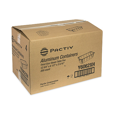 Pactiv Evergreen Aluminum Steam Table Pan, One-Third Size Deep Loaf, 3" Deep, 5.9 x 8.04, 200/Carton (PCTY6062XH)