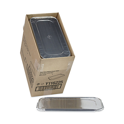 Pactiv Evergreen Aluminum Steam Table Pan Lid, Fits One-Third Size Pan, 0.5" Deep, 6.19 x 12.31, 200/Carton (PCTY116225)