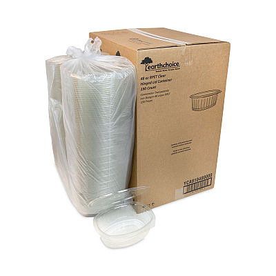 Pactiv Evergreen EarthChoice Recycled PET Hinged Container, 48 oz, 8.88 x 7.25 x 2.94, Clear, Plastic, 190/Carton (PCTYCA910480000)