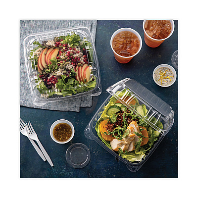 Pactiv Evergreen SENSATION SmartLock Hinged Lid Container, 8.34 x 8.24 x 3.05, Clear, Plastic, 200/Carton (PCTYCI821200000)