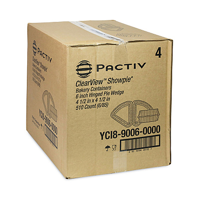 Pactiv Evergreen Hinged Lid Pie Wedge Container, 6" Pie Wedge, 4.5 x 4.5 x 2.5, Clear, Plastic, 510/Carton (PCTYCI890060000)