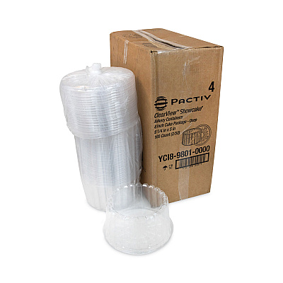Pactiv Evergreen Plastic Cake Container, Deep 8" Cake Container, 9.25" Diameter x 5"h, Clear, 100/Carton (PCTYCI898010000)
