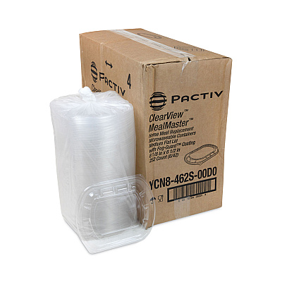 Pactiv Evergreen ClearView MealMaster Lid with Fog Gard Coating, Medium Flat Lid, 8.13 x 6.5 x 0.38, Clear, Plastic, 252/Carton (PCTYCN8462S00D0)