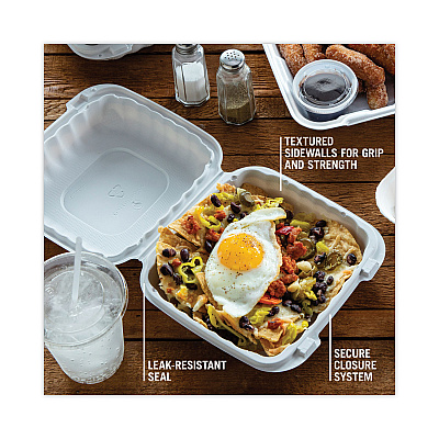 Pactiv Evergreen EarthChoice SmartLock Microwavable MFPP Hinged Lid Container, 8.31 x 8.35 x 3.1, White, Plastic, 200/Carton (PCTYCN808010000)