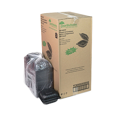 Pactiv Evergreen EarthChoice SmartLock Microwavable MFPP Hinged Lid Container, 5.75 x 5.95 x 3.1, Black, Plastic, 400/Carton (PCTYCNB06000000)