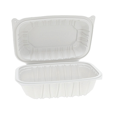 Pactiv Evergreen EarthChoice Vented Microwavable MFPP Hinged Lid Container, 9 x 6 x 3.1, White, Plastic, 170/Carton (PCTYCNW0205)