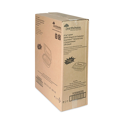 Pactiv Evergreen EarthChoice Vented Microwavable MFPP Hinged Lid Container, 9 x 6 x 3.1, White, Plastic, 170/Carton (PCTYCNW0205)