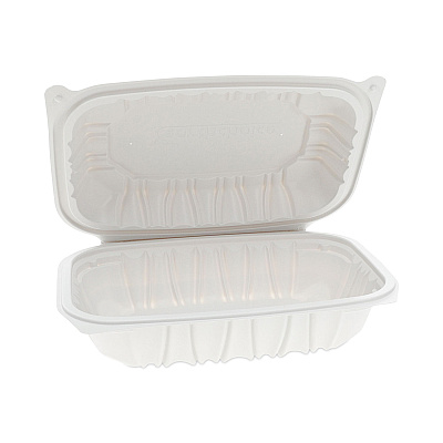 Pactiv Evergreen EarthChoice Vented Microwavable MFPP Hinged Lid Container, 9 x 6 x 2.75, White, Plastic, 170/Carton (PCTYCNW0207)