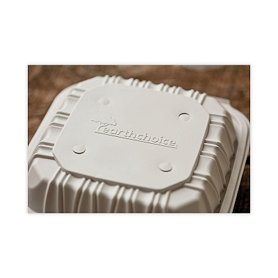 Pactiv Evergreen EarthChoice Vented Microwavable MFPP Hinged Lid Container, 3-Compartment, 8.5 x 8.5 x 3.1, White, Plastic, 146/Carton (PCTYCNW0853)