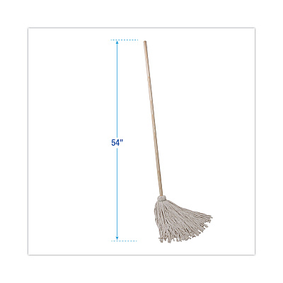 Boardwalk Handle/Deck Mops, #24 White Cotton Head, 54" Natural Wood Handle, 6/Pack (BWK124C)