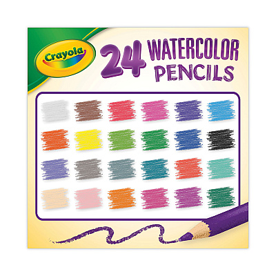 Crayola Watercolor Pencil Set, 3.3 mm, 2B, Assorted Lead and Barrel Colors, 24/Pack (CYO684304)