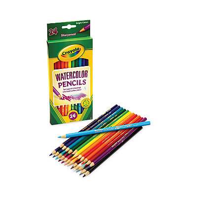 Crayola Watercolor Pencil Set, 3.3 mm, 2B, Assorted Lead and Barrel Colors, 24/Pack (CYO684304)