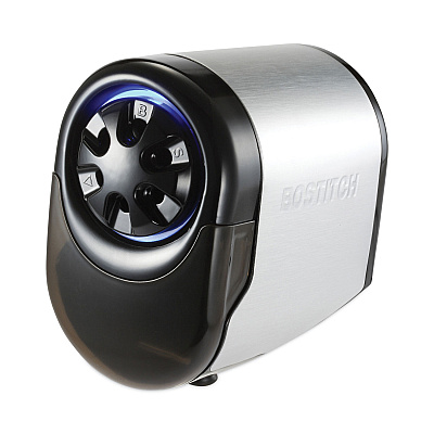 Bostitch QuietSharp Glow Classroom Electric Pencil Sharpener, AC-Powered, 6.13 x 10.69 x 9, Silver/Black (BOSEPS11HC)
