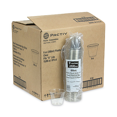 Pactiv Evergreen EarthChoice Recycled Clear Plastic Cold Cups, 9 oz, Clear, 975/Carton (PCTYP9C)