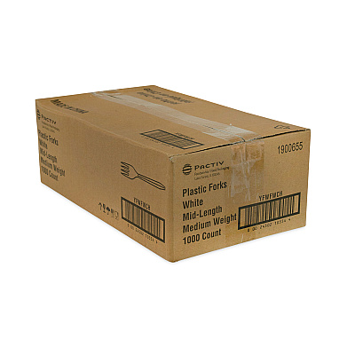 Pactiv Evergreen Fieldware Cutlery, Fork, Mediumweight, White, 1,000/Carton (PCTYFWFWCH)