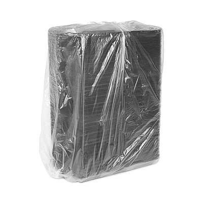 Pactiv Evergreen SmartLock Foam Hinged Lid Container, Large, 3-Compartment, 9 x 9.5 x 3.25, Black, 150/Carton (PCTYHLB09030000)