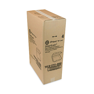 Pactiv Evergreen SmartLock Foam Hinged Lid Container, Small, 7.5 x 8 x 2.63, White, 150/Carton (PCTYHLW07010000)