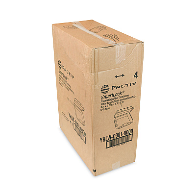 Pactiv Evergreen SmartLock Foam Hinged Lid Container, Large, 9 x 9.13 x 3.25, White, 150/Carton (PCTYHLW09010000)