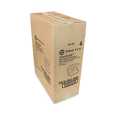 Pactiv Evergreen SmartLock Foam Hinged Lid Container, Large, 3-Compartment, 9 x 9.25 x 3.25, White, 150/Carton (PCTYHLW09030000)