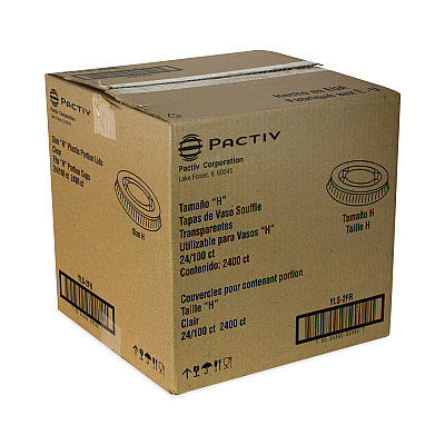 Pactiv Evergreen Plastic Portion Cup Lid, Fits 1.5 oz to 2.5 oz Cups, Clear, 100/Pack, 24 Packs/Carton (PCTYLS2FR)