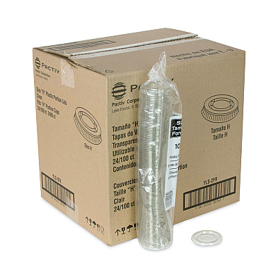 Pactiv Evergreen Plastic Portion Cup Lid, Fits 1.5 oz to 2.5 oz Cups, Clear, 100/Pack, 24 Packs/Carton (PCTYLS2FR)
