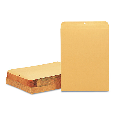 Quality Park Clasp Envelope, 32 lb Bond Weight Kraft, #15 1/2, Square Flap, Clasp/Gummed Closure, 12 x 15.5, Brown Kraft, 100/Box (QUA37810)