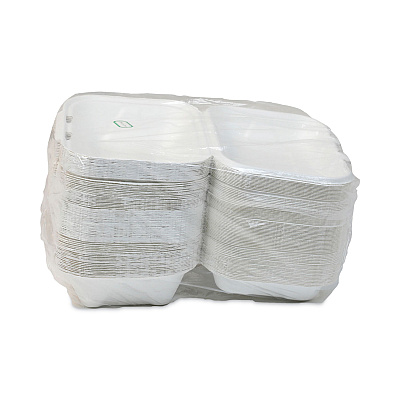 Pactiv Evergreen EarthChoice Bagasse Hinged Lid Container, Dual Tab Lock, 9.1 x 6.1 x 3.3, Natural, Sugarcane, 150/Carton (PCTYMCH00890001)