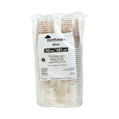 Pactiv Evergreen EarthChoice Compostable Cold Cup, 20 oz, Clear/Printed, 600/Carton (PCTYPLA21CEC)