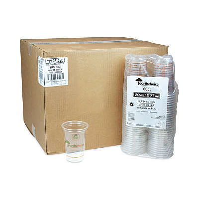 Pactiv Evergreen EarthChoice Compostable Cold Cup, 20 oz, Clear/Printed, 600/Carton (PCTYPLA21CEC)