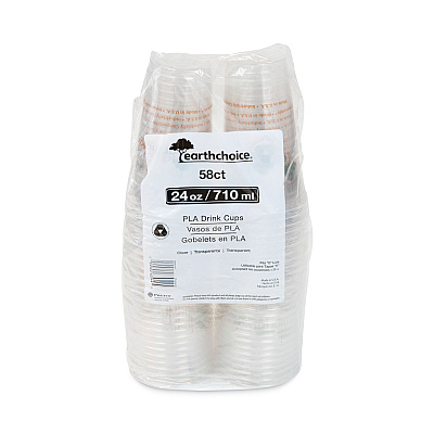 Pactiv Evergreen EarthChoice Compostable Cold Cup, 24 oz, Clear/Printed, 580/Carton (PCTYPLA24CEC)