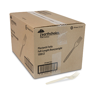 Pactiv Evergreen EarthChoice PSM Cutlery, Heavyweight, Fork, 6.88", Tan, 1,000/Carton (PCTYPSMFTEC)