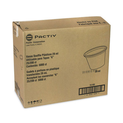 Pactiv Evergreen Plastic Portion Cup, 1 oz, Translucent, 200/Sleeve, 25 Sleeves/Carton (PCTYS100)