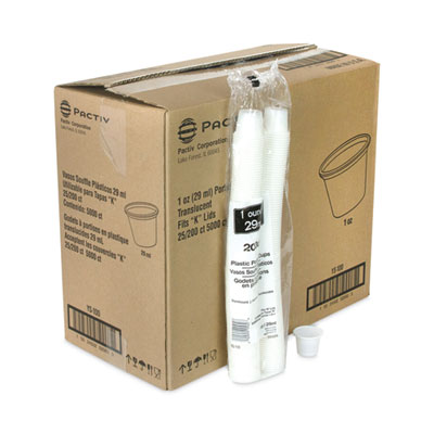 Pactiv Evergreen Plastic Portion Cup, 1 oz, Translucent, 200/Sleeve, 25 Sleeves/Carton (PCTYS100)