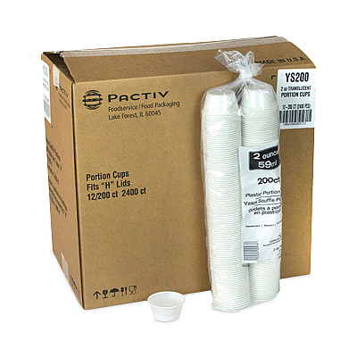 Pactiv Evergreen Plastic Portion Cup, 2 oz, Translucent, 200/Bag, 12 Bags/Carton (PCTYS200)