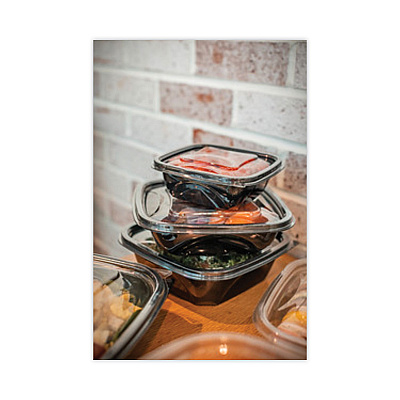 Pactiv Evergreen EarthChoice Square Recycled Bowl Flat Lid, 5.5 x 5.5 x 0.75, Clear, Plastic, 504/Carton (PCTYSACLF05)